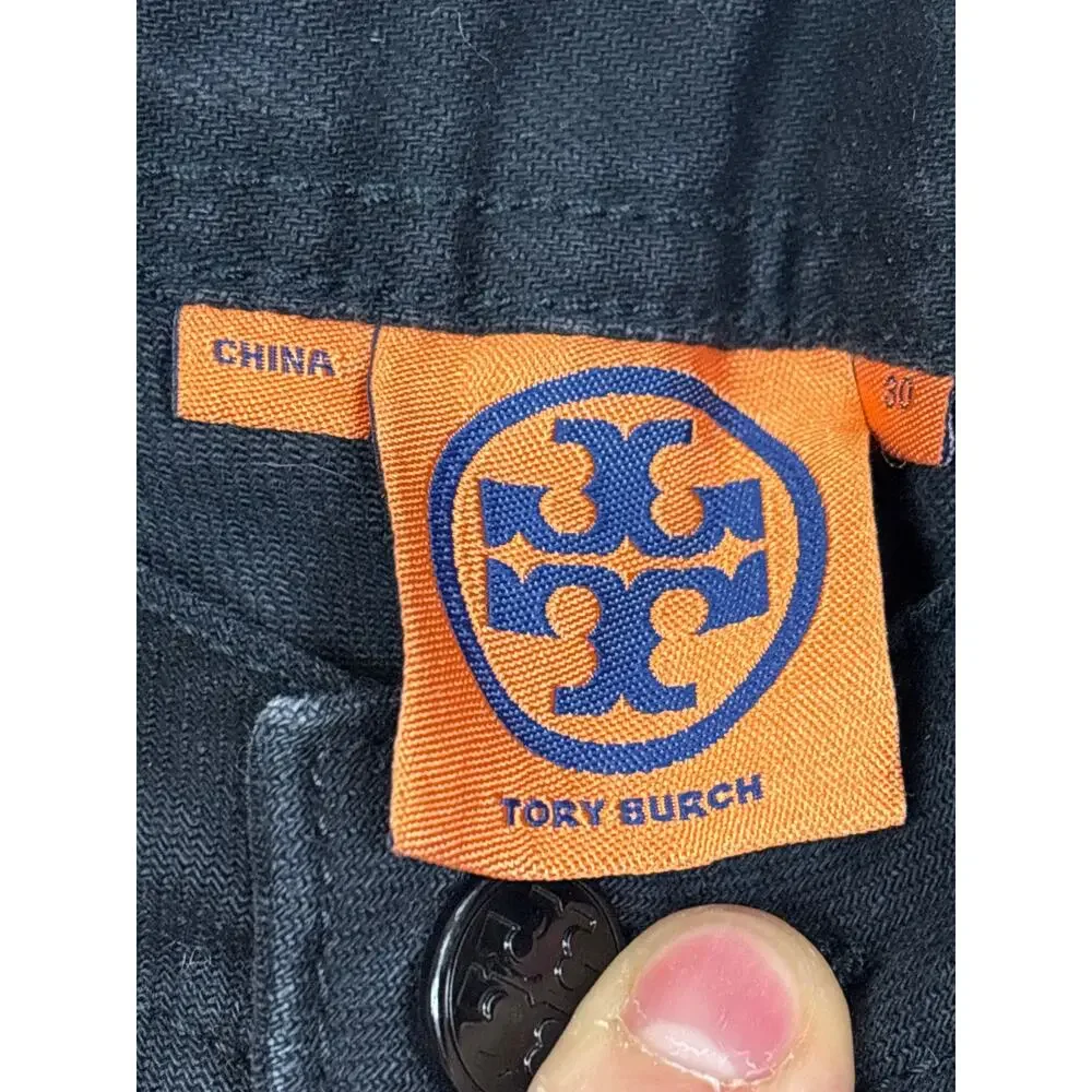 Tory Burch womens 30 Black Logo Pocket Super Skinny Denim Jeans Designer